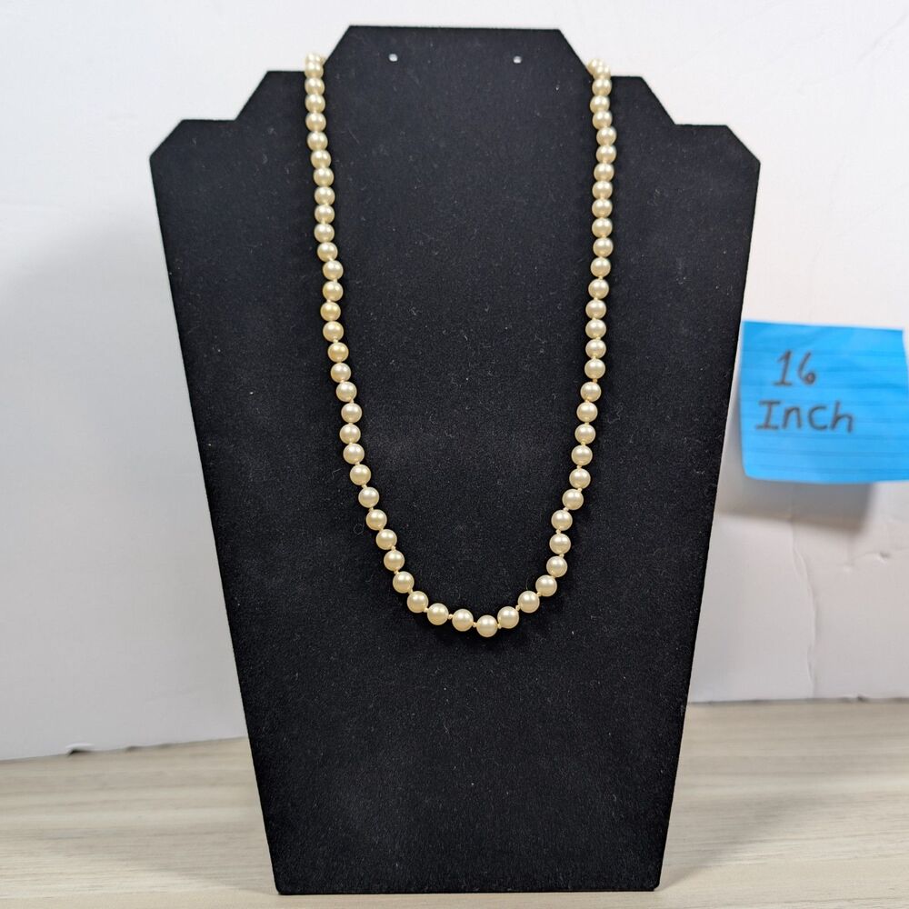 16" Faux Pearl Beaded Necklace Cream Ivory Classic Single Strand Jewelry